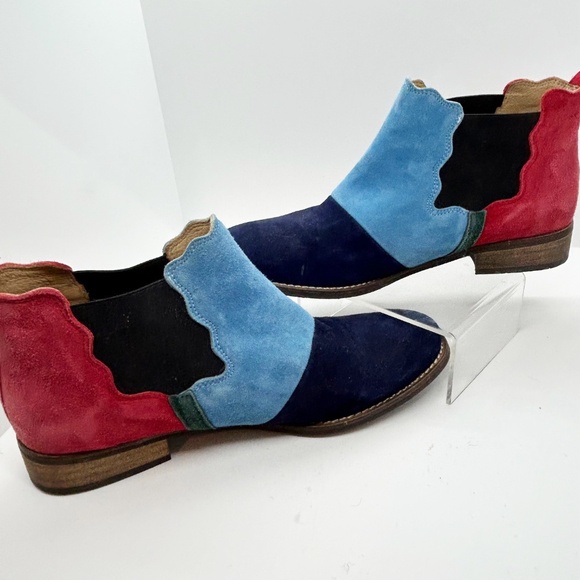 Anthropologie Patchwork Colourblock Chelsea Suede Boots, Size 39 - Picture 6 of 8
